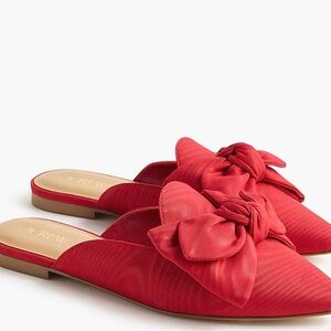 J. Crew Factory Vibrant Red Bow Mules